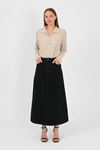 Black High Waist Denim Skirt