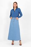 Light Blue High Waist Denim Skirt