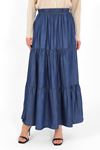 Elastic Waist Skirt Dark Blue