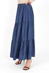Elastic Waist Skirt Dark Blue