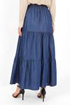 Elastic Waist Skirt Dark Blue