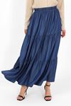 Elastic Waist Skirt Dark Blue
