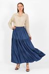 Elastic Waist Skirt Dark Blue