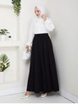 BELİ LASTİKLİ İPLİ KOT KLOŞ ETEK SİYAH