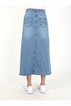Natural Fabric Star Rivet Denim Skirt Light Blue