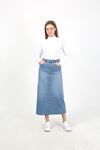 Natural Fabric Star Rivet Denim Skirt Light Blue