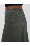 Natural Fabric Belted Denim Skirt Light Blue