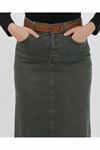 Natural Fabric Belted Denim Skirt Light Blue