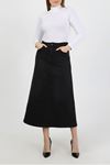 Natural Fabric Star Rivet Denim Skirt Black