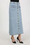 Hijab Skirt with Button-down Bellows Pocket and Light Blue