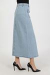 Hijab Skirt with Button-down Bellows Pocket and Light Blue