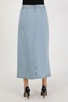 Hijab Skirt with Button-down Bellows Pocket and Light Blue