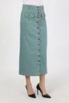 Buttoned, Gusseted, Pocketed Hijab Skirt Turquoise