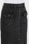 Buttoned, Gusseted Pocket and Anthracite Hijab Skirt