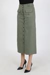 Buttoned, Gusseted, Pocketed Hijab Skirt Khaki