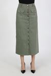 Buttoned, Gusseted, Pocketed Hijab Skirt Khaki