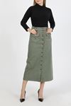 Buttoned, Gusseted, Pocketed Hijab Skirt Khaki