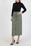 Buttoned, Gusseted, Pocketed Hijab Skirt Khaki