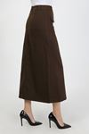 Buttoned Bellows Pocket Hijab Skirt Brown