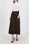 Buttoned Bellows Pocket Hijab Skirt Brown