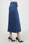 Dark Blue Hijab Skirt with Buttoned Bellows and Pockets