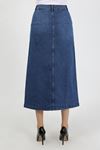 Dark Blue Hijab Skirt with Buttoned Bellows and Pockets