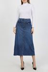 Dark Blue Hijab Skirt with Buttoned Bellows and Pockets
