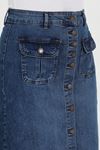 Dark Blue Hijab Skirt with Buttoned Bellows and Pockets