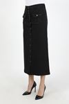 Buttoned, Gusseted, Pocketed Hijab Skirt, Black
