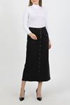 Buttoned, Gusseted, Pocketed Hijab Skirt, Black
