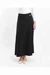 Front Paneled Denim Skirt – Black