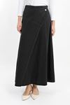 Front Paneled Denim Skirt – Black