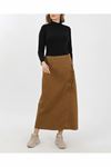 Denim Skirt with Lace-Up Detail – Camel