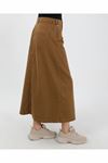 Denim Skirt with Lace-Up Detail – Camel