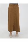 Denim Skirt with Lace-Up Detail – Camel