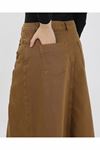 Denim Skirt with Lace-Up Detail – Camel