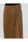 Denim Skirt with Lace-Up Detail – Camel
