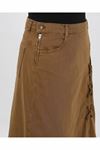 Denim Skirt with Lace-Up Detail – Camel
