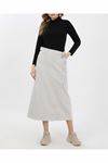 Denim Skirt with Lace-Up Detail – Light Anthracite