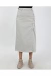 Denim Skirt with Lace-Up Detail – Light Anthracite