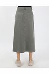 Denim Skirt with Lace-Up Detail – Khaki