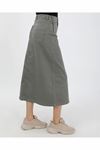Denim Skirt with Lace-Up Detail – Khaki