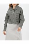 Lace-Up Denim Jacket – Khaki