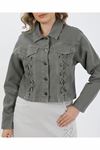Lace-Up Denim Jacket – Khaki