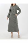 Denim Jacket and Skirt with Lace-Up Detail – Khaki