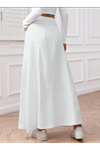 Paneled Long Denim Skirt
