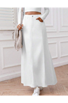 Paneled Long Denim Skirt