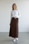 YANDAN BAĞLAMALI DENİM ETEK- KAHVERENGİ