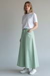 Paneled Long Denim Skirt