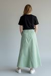 Paneled Long Denim Skirt